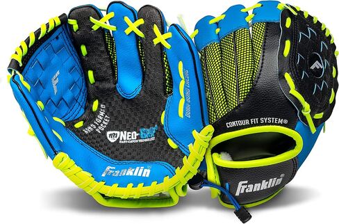 قفاز Franklin Sports Teeball - قفاز شبابي لليسار واليمين - قبضة نيو - قفاز بيسبول من الجلد الصناعي - 9.0 بوصة - قفاز جاهز للعب مع الكرة in Kuwait