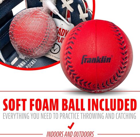 قفازات البيسبول للأطفال من Franklin Sports - قفاز RTP للشباب + مجموعة كرات - مجموعة قفازات تيبول للأولاد والبنات - للأطفال + الأطفال الصغار - 9.5 بوصة in Saudi Arabia