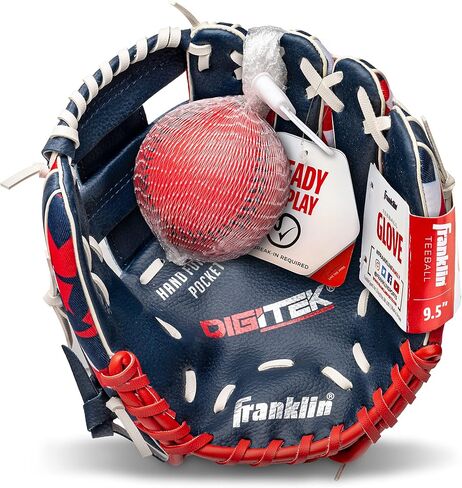 قفازات البيسبول للأطفال من Franklin Sports - قفاز RTP للشباب + مجموعة كرات - مجموعة قفازات تيبول للأولاد والبنات - للأطفال + الأطفال الصغار - 9.5 بوصة in Saudi Arabia