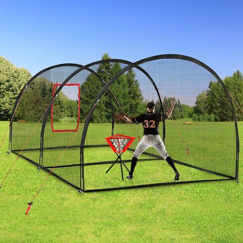 قفص الضرب، شبكة قفص البيسبول مقاس 22x12x8FT، قفص الضرب المحمول، شبكة تدريب الكرة اللينة مع إطار متين للاستخدام المنزلي في الفناء الخلفي الخارجي in Saudi Arabia