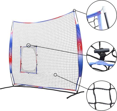 شاشة حماية من ChamGoal مقاس 7 × 7 أقدام للكرة اللينة والبيسبول، شبكة تدريب على شاشة إبريق الكرة اللينة خفيفة الوزن محمولة، سلامة أساسية للرمي أو شبكة ممارسة الضرب in Kuwait