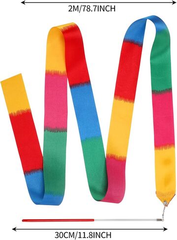 12 قطعة من أشرطة الرقص وأشرطة الجمباز الفنية للأطفال، تدريب الجمباز الفني للأطفال، عصا دوارة، عرض مواهب الحفلات (12 لونًا) in Kuwait