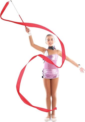 12 قطعة من أشرطة الرقص وأشرطة الجمباز الفنية للأطفال، تدريب الجمباز الفني للأطفال، عصا دوارة، عرض مواهب الحفلات (12 لونًا) in Kuwait