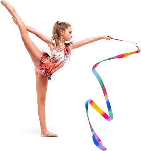 12 قطعة من أشرطة الرقص وأشرطة الجمباز الفنية للأطفال، تدريب الجمباز الفني للأطفال، عصا دوارة، عرض مواهب الحفلات (12 لونًا) in Kuwait