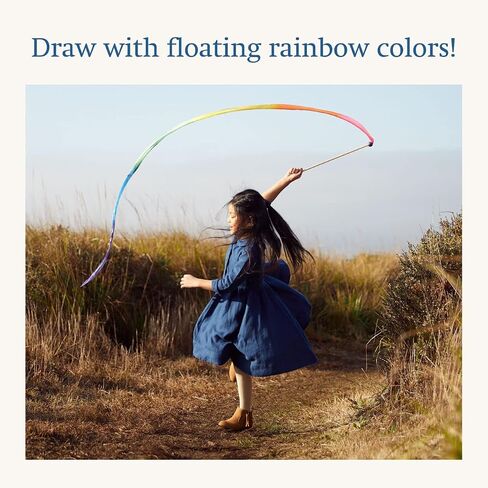 Sarah's Silks Rainbow Streamer - 8' Long Ribbon Wand for Kids, Pretend Play, Dance, Baton Stick Twirling, and Gymnastics Party Favors | 100% Silk and Wood Montessori and Waldorf Toys in Saudi Arabia