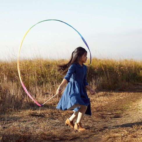 Sarah's Silks Rainbow Streamer - 8' Long Ribbon Wand for Kids, Pretend Play, Dance, Baton Stick Twirling, and Gymnastics Party Favors | 100% Silk and Wood Montessori and Waldorf Toys in Saudi Arabia
