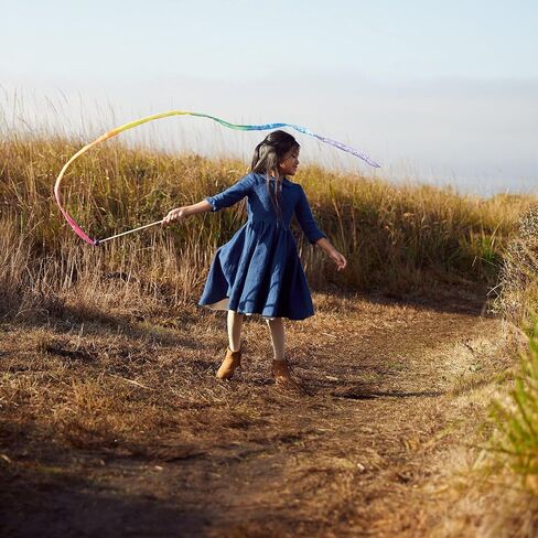 Sarah's Silks Rainbow Streamer - 8' Long Ribbon Wand for Kids, Pretend Play, Dance, Baton Stick Twirling, and Gymnastics Party Favors | 100% Silk and Wood Montessori and Waldorf Toys in Saudi Arabia