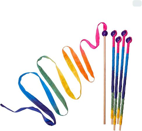 Sarah's Silks Rainbow Streamer - 8' Long Ribbon Wand for Kids, Pretend Play, Dance, Baton Stick Twirling, and Gymnastics Party Favors | 100% Silk and Wood Montessori and Waldorf Toys in Saudi Arabia