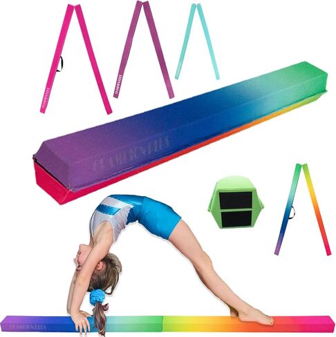 Balance Beam 8FT Extra Firm Suede Cover Floor Folding Gymnastics Equipment with Carry Bag for Home for Kids in Saudi Arabia