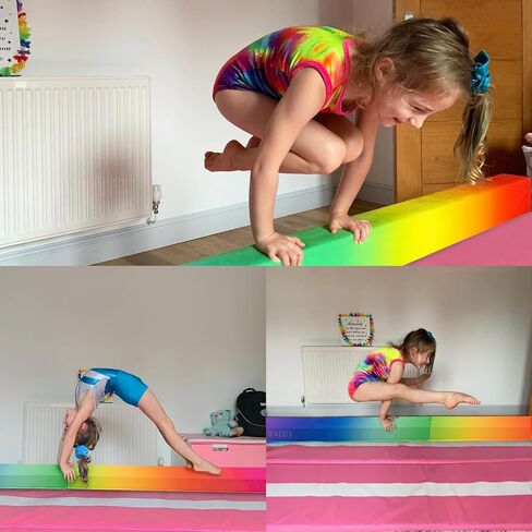 Balance Beam 8FT Extra Firm Suede Cover Floor Folding Gymnastics Equipment with Carry Bag for Home for Kids in Saudi Arabia