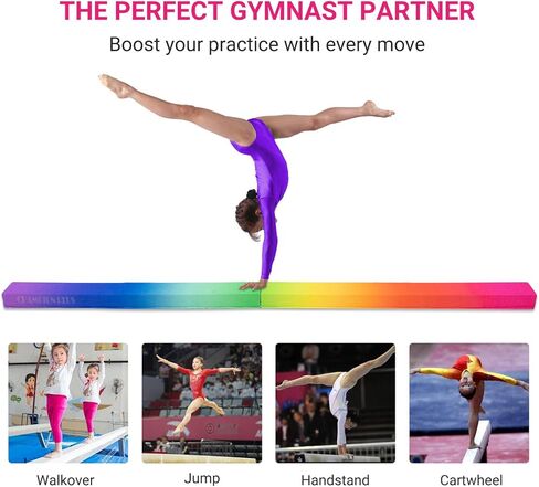 Balance Beam 8FT Extra Firm Suede Cover Floor Folding Gymnastics Equipment with Carry Bag for Home for Kids in Saudi Arabia