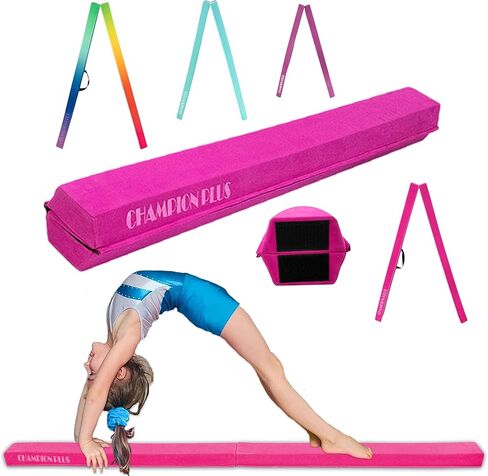 Balance Beam 8FT Extra Firm Suede Cover Floor Folding Gymnastics Equipment with Carry Bag for Home for Kids in Saudi Arabia