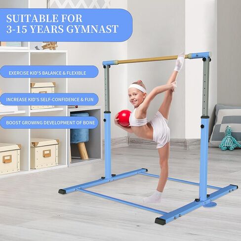 YIintruan Gymnastic Kip Bar، شريط أفقي للأطفال البنات الصغار، ارتفاع قابل للتعديل من 3 إلى 5 بوصات، معدات رياضية منزلية، مثالي للتدريب الداخلي والمنزلي، سعة وزن 300 رطل in Kuwait