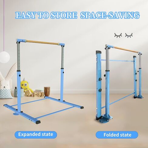 YIintruan Gymnastic Kip Bar، شريط أفقي للأطفال البنات الصغار، ارتفاع قابل للتعديل من 3 إلى 5 بوصات، معدات رياضية منزلية، مثالي للتدريب الداخلي والمنزلي، سعة وزن 300 رطل in Kuwait