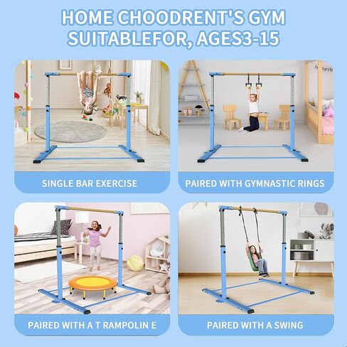 YIintruan Gymnastic Kip Bar، شريط أفقي للأطفال البنات الصغار، ارتفاع قابل للتعديل من 3 إلى 5 بوصات، معدات رياضية منزلية، مثالي للتدريب الداخلي والمنزلي، سعة وزن 300 رطل in Kuwait