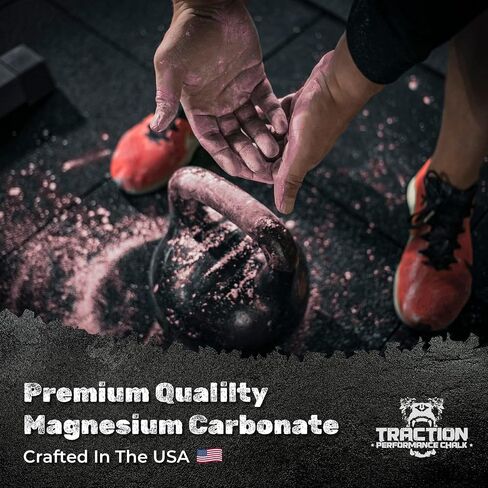 Traction Performance Colored Gym Chalk | Powder Chalk for Gymnastics, Rock Climbing, Weight Lifting & Workouts - Firm Grip Soft Chalk Lifting Powder in Vibrant Colors - Made in USA | 8 oz. in Saudi Arabia