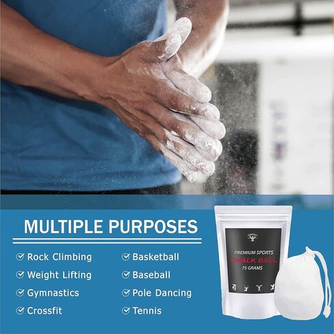 كرة الطباشير القابلة لإعادة الملء بوزن 2.6 أونصة، كرة الطباشير متعددة الأغراض مليئة بكربونات المغنيسيوم غير السامة وعديمة الرائحة لطباشير تسلق الصخور، وطباشير الصالة الرياضية، وطباشير رفع الأثقال، وطباشير الجمباز للحانات والمزيد in Kuwait