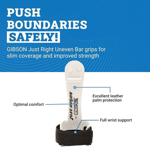 جيبسون جست رايت مقابض الجمباز للنساء، قبضة جلدية متينة مع إغلاق فيلكرو لقبضة آمنة، مقابض يد للاعبي الجمباز المنافسين الأوائل، مقابض الجمباز للفتيات - صنع في الولايات المتحدة الأمريكية in Kuwait