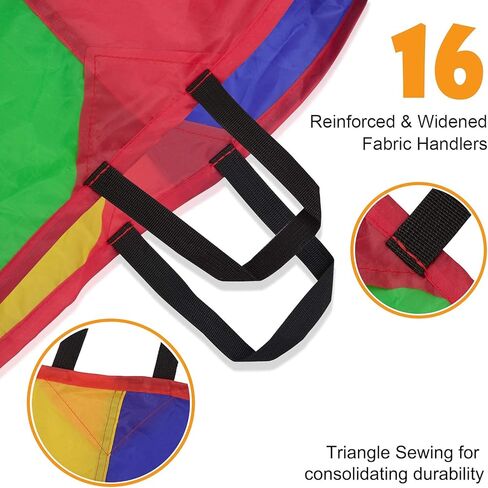 Voilamart Parachute 20FT 16 FT Play Parachute للأطفال الأطفال قوس قزح المظلة للأطفال مع مقابض حقيبة حمل مضغوطة للعب الجماعي التعاوني في الهواء الطلق in Kuwait