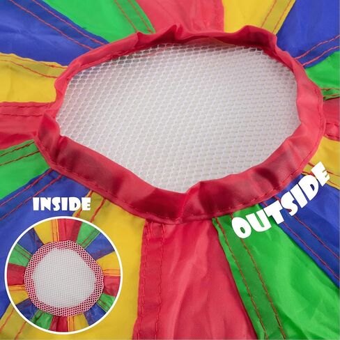 Voilamart Parachute 20FT 16 FT Play Parachute للأطفال الأطفال قوس قزح المظلة للأطفال مع مقابض حقيبة حمل مضغوطة للعب الجماعي التعاوني في الهواء الطلق in Kuwait