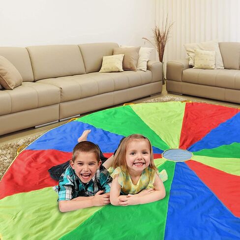 Parachute with Handles 6ft 8ft 10ft 12ft 16ft 20ft Play Parachute Games for Outdoor Team Games,You Can Also Use it for Trampoline Cover Picnic Mat Furniture Cover in Kuwait