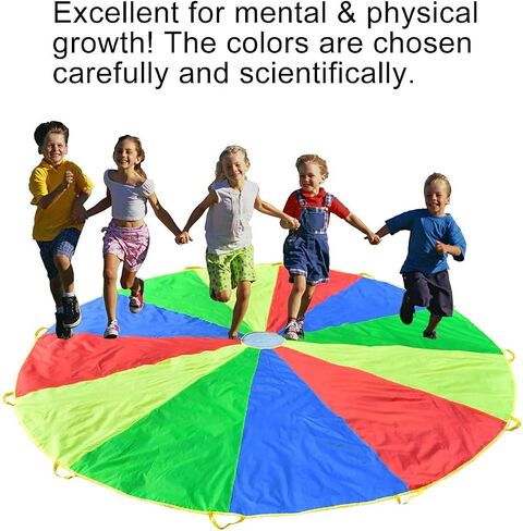 Parachute with Handles 6ft 8ft 10ft 12ft 16ft 20ft Play Parachute Games for Outdoor Team Games,You Can Also Use it for Trampoline Cover Picnic Mat Furniture Cover in Kuwait