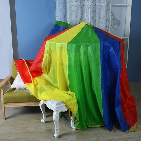 Parachute with Handles 6ft 8ft 10ft 12ft 16ft 20ft Play Parachute Games for Outdoor Team Games,You Can Also Use it for Trampoline Cover Picnic Mat Furniture Cover in Kuwait