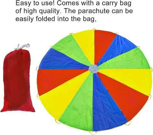 Parachute with Handles 6ft 8ft 10ft 12ft 16ft 20ft Play Parachute Games for Outdoor Team Games,You Can Also Use it for Trampoline Cover Picnic Mat Furniture Cover in Kuwait