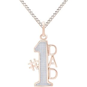 Number one #1 DAD Charm Pendant Necklace In 14k Gold Plated 925 Sterling Silver 18" Chain