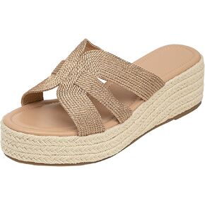 Comfortable Platform Sandals, Wedges Slides Bohemia Sandals, Open Toe Platform Slip on Espadrille Sandals for Women Beach Casual Outdoor Dress Platform Sandals