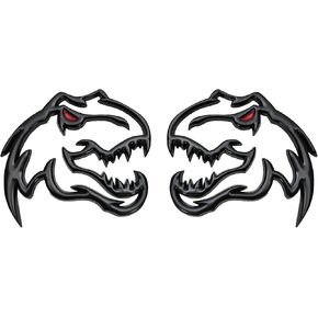 A Pair Redeye Dinosaur Metal Emblem for Dodge RAM TRX 1500 2500 3500 Charger Challenger (Red)