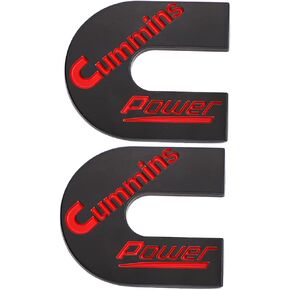 2 Pcs Cummins Power Emblem 3D Metal Badge Car Hood Truck Door Side Fender Rear Trunk Emblem Sticker Decals for Universal Series RAM 2500 3500 (Black),(CR-CP2)