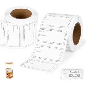 1100pcs Food Storage Stickers,2 Roll Removable Freezer Labels,1.18 x 2.36In Refrigerator Date Paper Labels Waterproof Oil Stickers Food Label to Write on for Container Kitchen Restaurant,Red