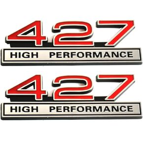 2pcs 427 Liter 7.0 Engine High Performance Badge 3D Decals Stickers Cars Trucks (Chrome Red)