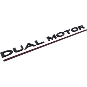 Dual Motor Badge Emblem Sticker Plaid Decor Compatible for Tesla Model 3 Y X S Accessories (Matte Black-Black Line)