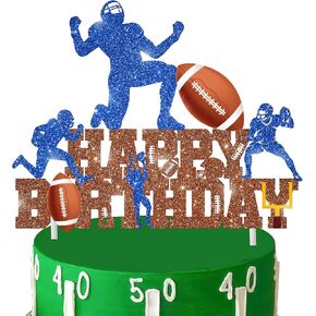 Football Party Cake Topper Football Happy Birthday Cake Pick Football Player Birthday Party Decoration Football Birthday Cake Decoration for Rugby Ball Themed Baby Shower Supplies
