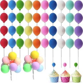 GXXMEI 50PCS Balloon Cake Topper Mini Colorful Balloon Cake Picks Round Balloon Cupcake Topper Cake Decoration for Party Decorations Birthday Wedding
