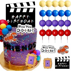 JeVenis 27 PCS Friend Cake Topper Friend Cake Toppers Friend Party Decorations Friend Birthday Decorations Balls Cake Topper