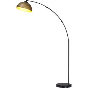 O'Bright Moab - Modern Arc Floor Lamp with Adjustable Dome Shade, Marble Base, and Foot Pedal Switch, 64 Inch - Ideal for Living Room, Bedroom, Office, Brushed Gold