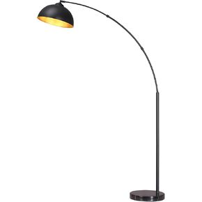 O'Bright Moab - Modern Arc Floor Lamp with Adjustable Dome Shade, Marble Base, and Foot Pedal Switch, 64 Inch - Ideal for Living Room, Bedroom, Office, Brushed Gold