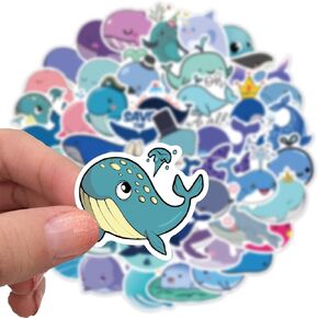 50pcs Ocean Animal Stickers for Water Bottles, Waterproof Adhesive Fish Decals Under The Sea Marine Life Stickers Ocean Stickers for Kids for Birthday Party Scrapbook Skateboard Phone Laptop