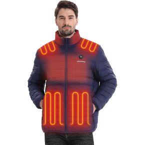 Venustas Men's Lightweight Heated Jacket with Battery, 6-Zone Electric Heated Puffer Jacket for Outdoor Hiking Camping