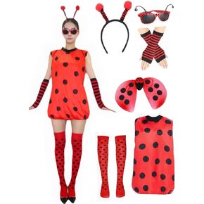 Womens Halloween ladybug costume Cosplay 6 piece