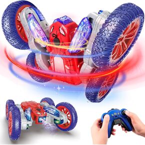OVV Spider RC Stunt Car - 360° Rotating 4WD Remote Control Toy with Lights & Spray, 2.4Ghz Rechargeable Off-Road Car for Kids Age 4-12, Indoor/Outdoor Car for Boys Girls Birthday Xmas Gifts (Spider)