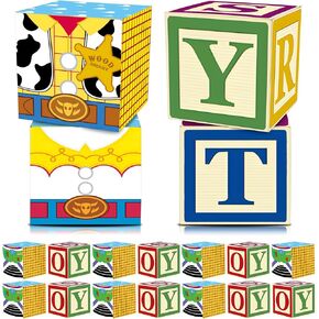 HOMEZZO Toy Themed Party Goody Treat Boxes, 18 Pcs Toy Themed Cartoon Candy Gift Boxes for Kids Birthday Party Baby Shower (3.9 * 3.9 inches)