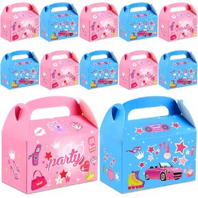 Motiskyy Blue Pink Goodie Bags Pink Candy Bags Gift Boxes with Handle for Birthday Party Bridal Shower(12 Pcs)