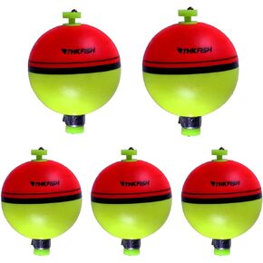 THKFISH Fishing Bobbers 5PCS EVA Foam Round Floats Red/Green Snap-On Spring Fishing Buoy Accessories for Freshwater Saltwater in Saudi Arabia