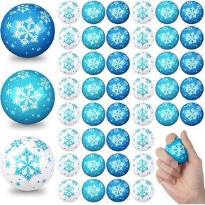 Zhanmai 60 Pcs Winter Snowflake Stress Balls Bulk Xmas Snow Balls Squeeze Balls Stress Relief Ball for Winter Holiday Christmas Decorations Stocking Stuffers Goodie Bag Fillers(1.77 Inch, 60 Pcs)