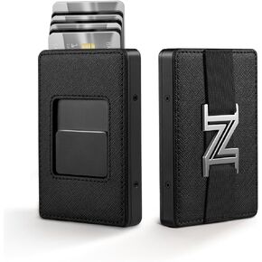 Zitahli Wallet for Men - Upgrade Minimalist Credit Card Holder with Money Strap, Slim Metal Men's Wallets with RFID Blocking, Pop Up with Magnetic Thumb Swipe