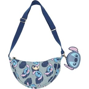 Stitch Character Head All-Over Print 28 Cm Sling Crossbody Bag With Detachable Coin Pouch